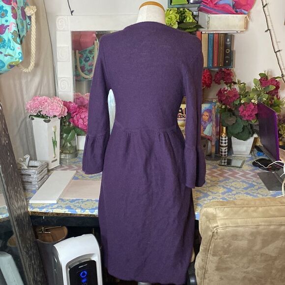 🌷 Lo Ri 🌷 Smoky Purple Button Up Flare Sleeve Cardigan Dress Vintage - Picture 5 of 7